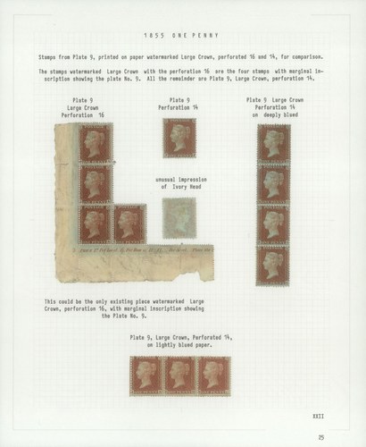 1855 1d red die II, alphabet II, watermark large crown, Perf. 16 and Perf. 14 on blued paper