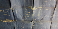 Image of a blue print of the mail room on the Titanic