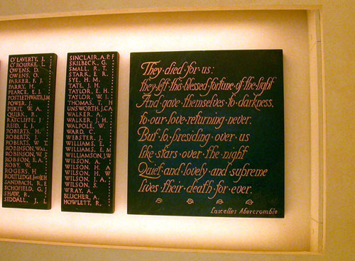 Image of names on memorial 