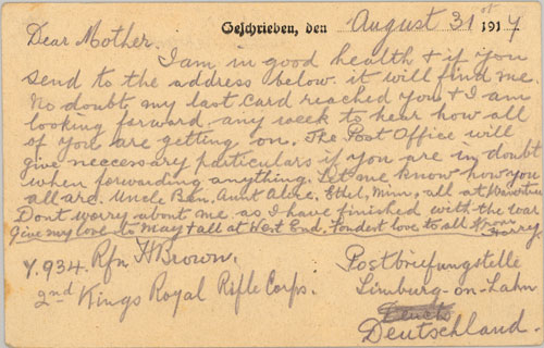 Image of Harry brown postcard