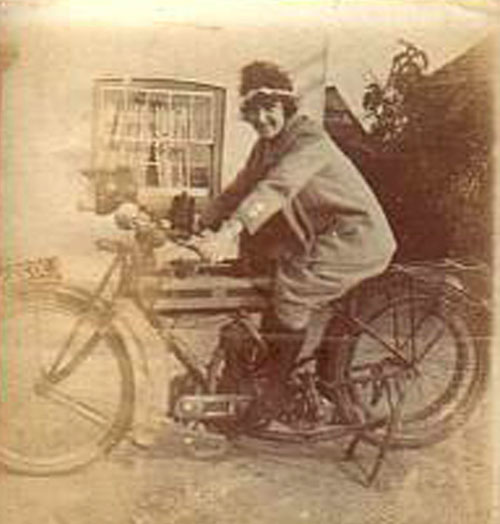 Image of Olive Seabrook on bicycle