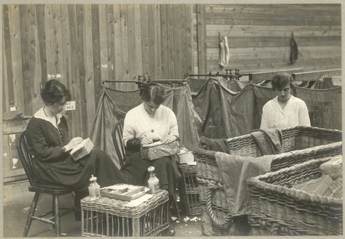 Image of women mending parcels