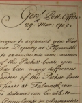Image of Extract from Packet Office Letter Book, 29 March 1705