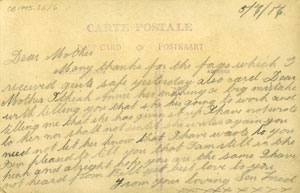Image of a postcard with writing on it